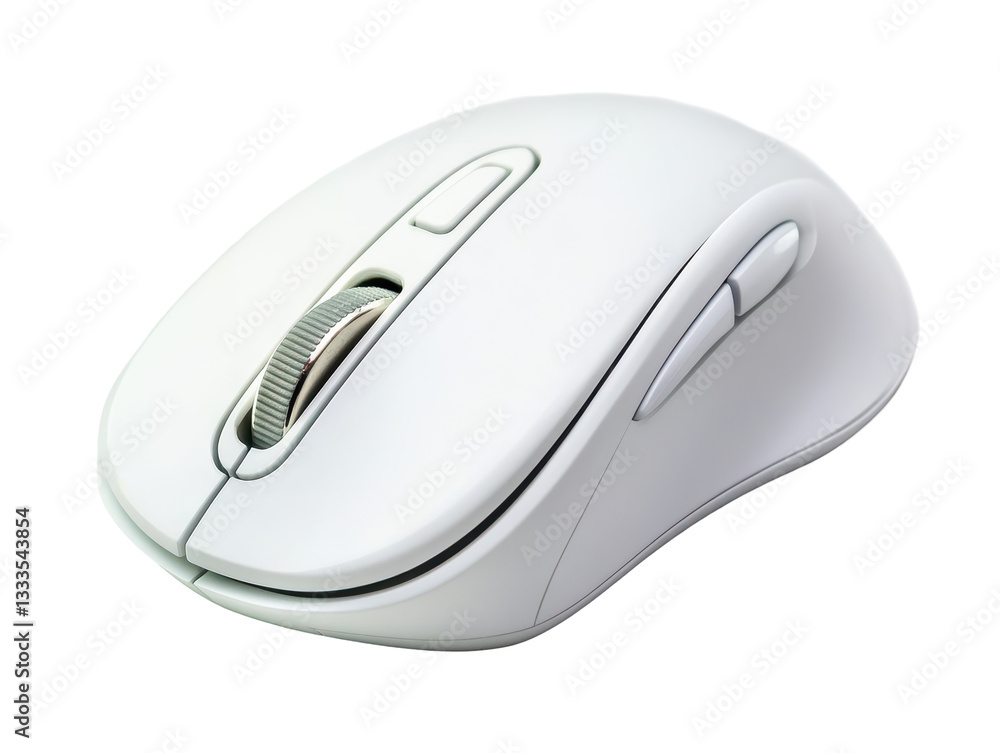 Isolated Modern White Computer Mouse with Scroll Wheel Isolated Modern White Computer Mouse with Scroll Wheel