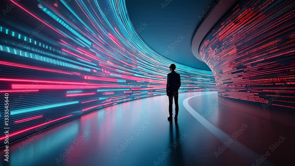 Futuristic Corridor with Digital Patterns Futuristic Corridor with Digital Patterns