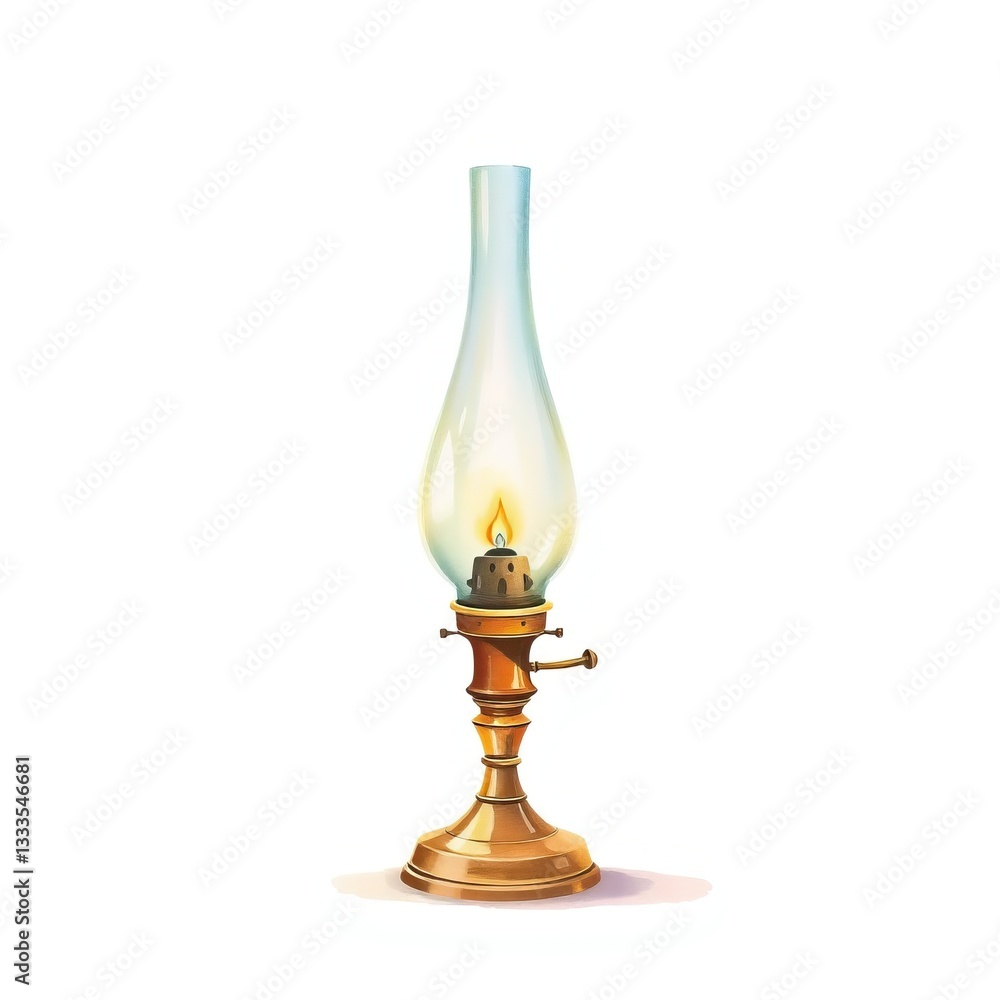 A lit kerosene lamp showing illuminating light on display A lit kerosene lamp showing illuminating light on display
