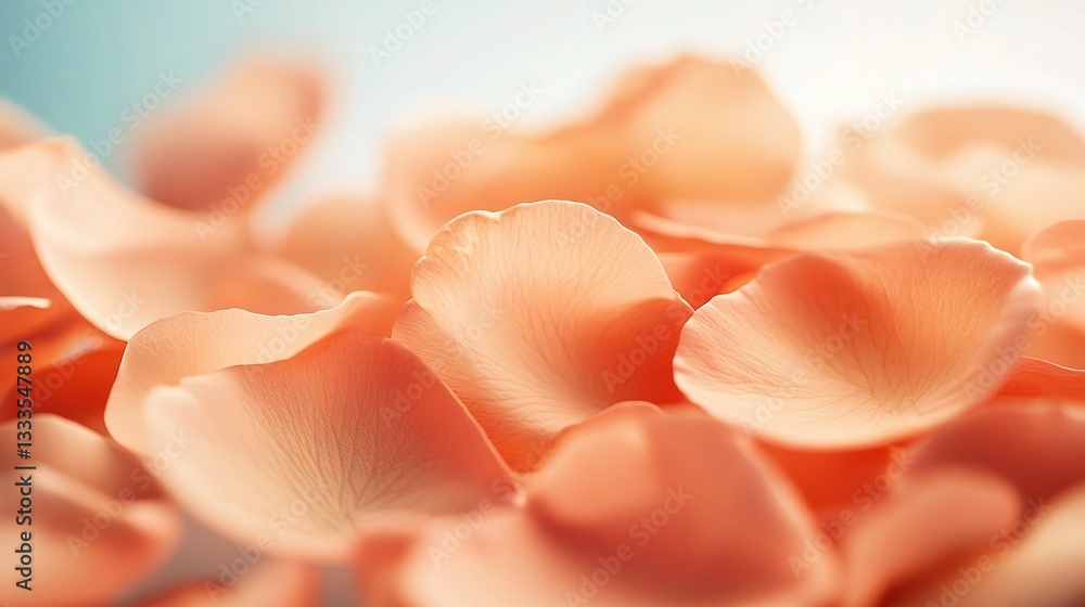 Soft Peach Flower Petals on Neutral Background in Gentle Light Soft Peach Flower Petals on Neutral Background in Gentle Light