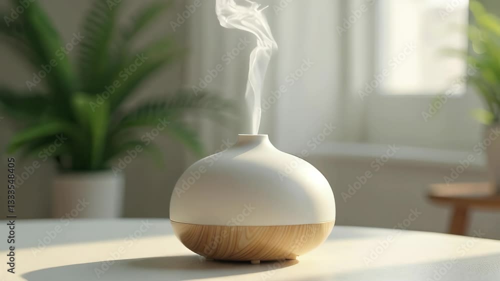 essential oil diffuser in a cozy setting, calming atmosphere