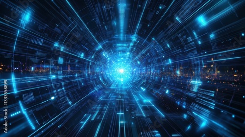 Wallpaper Mural Futuristic Abstract Background with Light Trails and Energy Pulses Torontodigital.ca