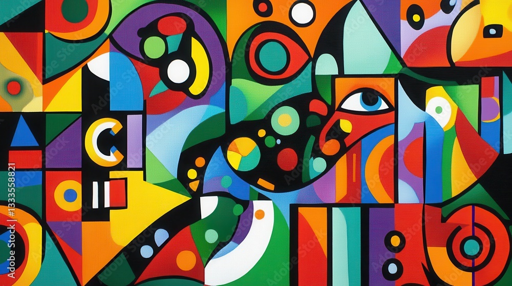 Abstract Colorful Geometric Art with Eye and Circular Patterns Abstract Colorful Geometric Art with Eye and Circular Patterns