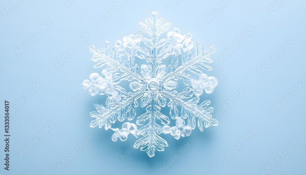 Crystal Snowflake On Light Blue Crystal Snowflake On Light Blue