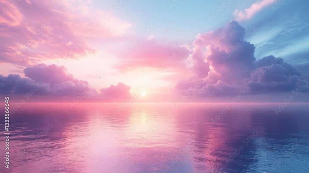 Obraz premium Soft Pastel Gradient Texture – A Smooth Blend Beach View with Sky 