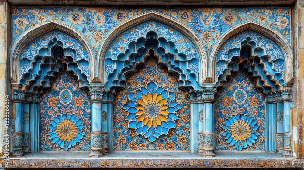 Obraz premium Ornate architectural facade with intricate Islamic patterns