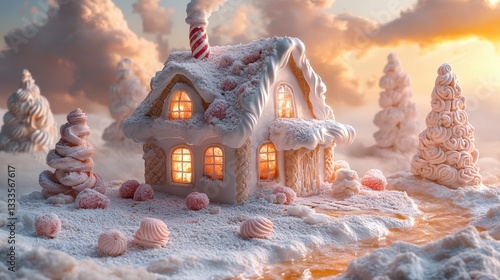 Gingerbread house with candy decorations
