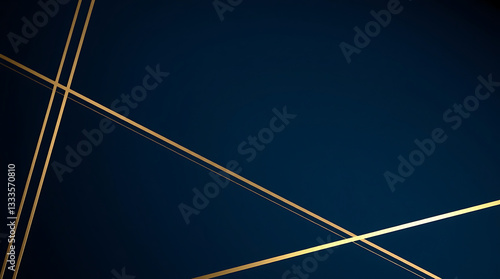 A seamless minimalist geometric background featuring elegant gold lines on a dark navy or black backdrop. Created with generative AI.