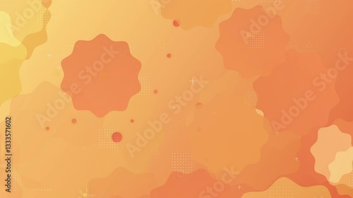 ドットとナミナミなサークルのポップなグラデーションのグラフィック　ループ　オレンジ　UP