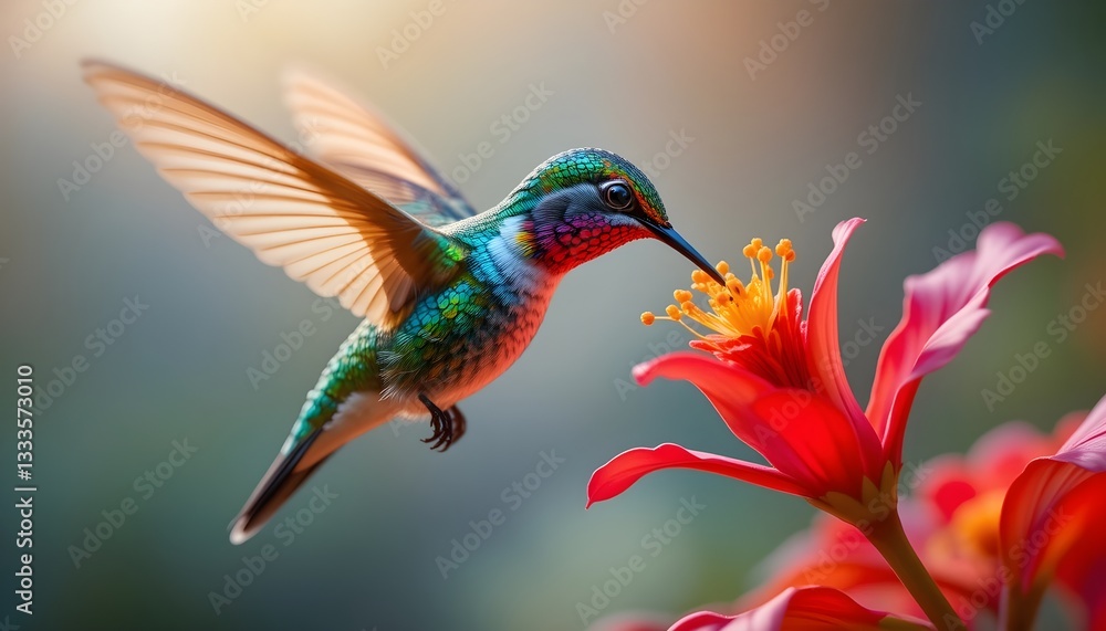 Fototapeta premium hummingbird feeding on flower
