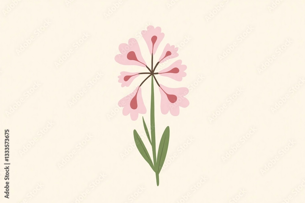 Naklejka premium pink and green floral pattern on a beige background