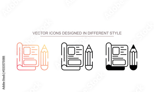 Editorial Design icon design with white background stock illustration