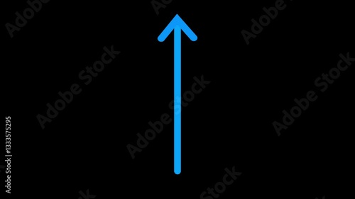 Blue color The one Lane highway street sign icon isolated on black background vector Illustration. Up arrow icon on black background..