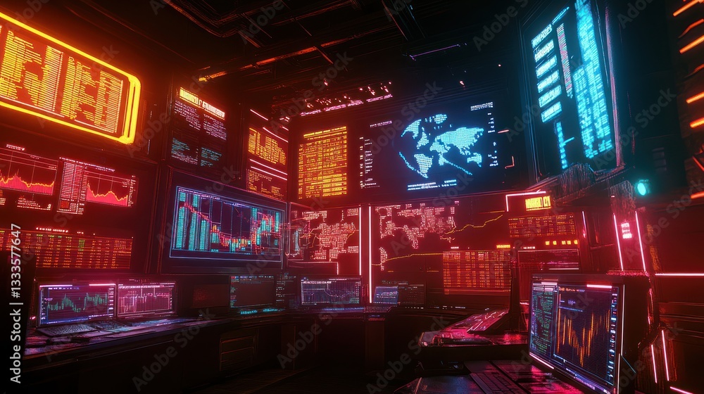 Neon Cyber Trading Room Neon Cyber Trading Room