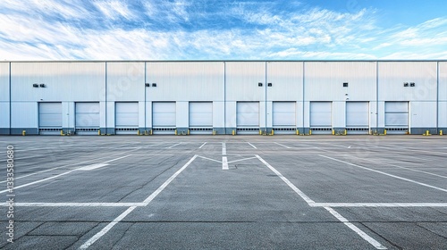Wallpaper Mural Rear View of Massive White Distribution Warehouse with Clear Sky Torontodigital.ca