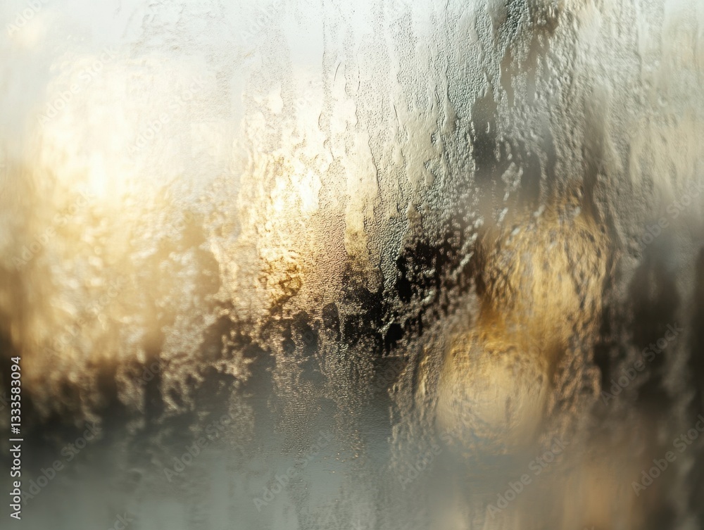 Obraz premium Blurred City Lights: Abstract view through a frosted glass pane, capturing the hazy glow of city lights.