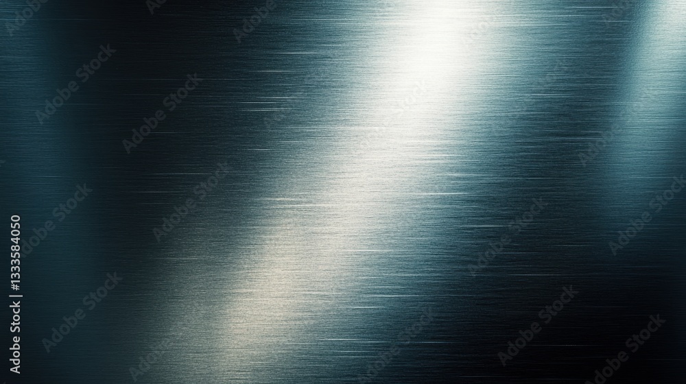 Fototapeta premium Abstract Metal Texture: A close-up view showcases a brushed metal surface with a gradient of deep blue to create a textured background with a high-tech feel. 