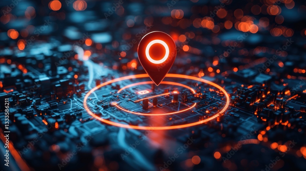 A digital representation of a location marker on a circuit board A digital representation of a location marker on a circuit board