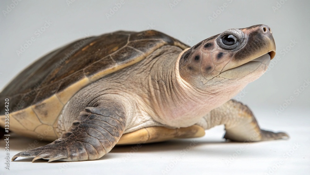 Naklejka premium Pig-nosed Turtle in full view on studio background