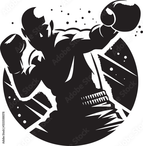 Boxing Fighter Silhouette Vector Set