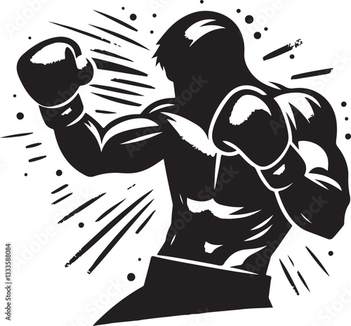 Boxing Fighter Silhouette Vector Set