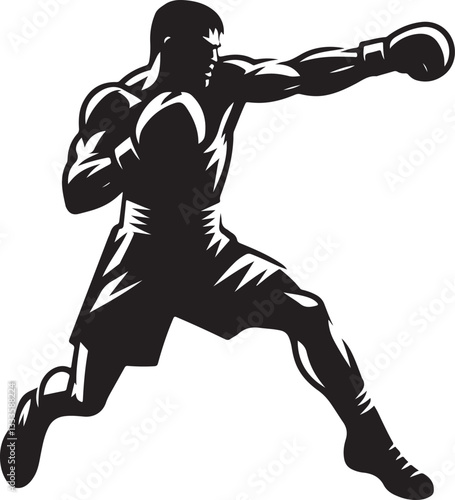 Boxing Fighter Silhouette Vector Set