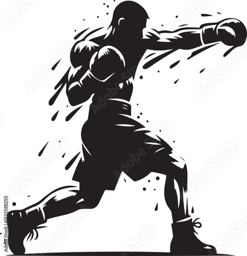 Boxing Fighter Silhouette Vector Set