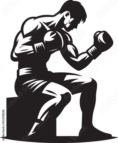 Boxing Fighter Silhouette Vector Set