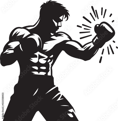 Boxing Fighter Silhouette Vector Set