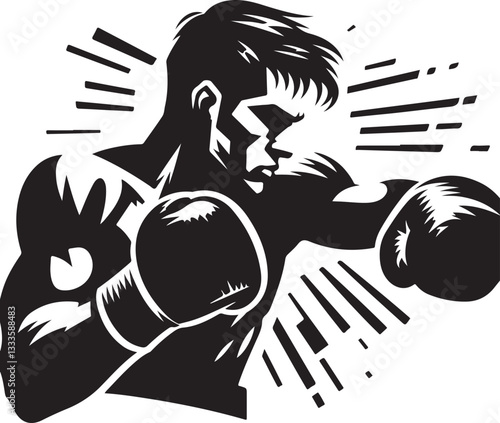 Boxing Fighter Silhouette Vector Set