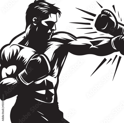 Boxing Fighter Silhouette Vector Set