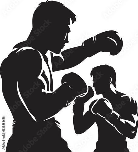 Boxing Fighter Silhouette Vector Set