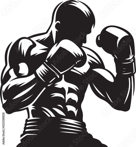 Boxing Fighter Silhouette Vector Set