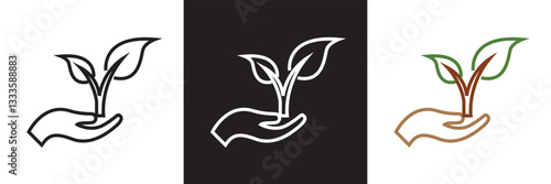 Environment icon.  plant, nature, green energy, trees, ecology etc.  Vector illustration. isolated on white and black background. EPS 10 