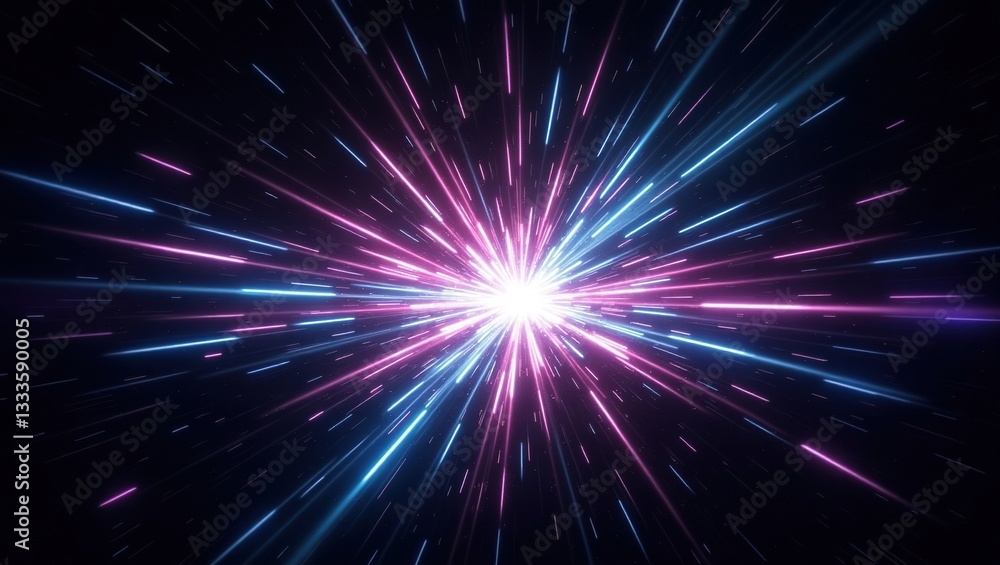 A Vibrant Cosmic Explosion Of Pink And Blue Light Streaks Radiating From A Brilliant Core, A Dazzling Display Of Energy And Speed A Vibrant Cosmic Explosion Of Pink And Blue Light Streaks Radiating From A Brilliant Core, A Dazzling Display Of Energy And Speed