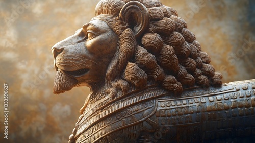 Exquisite rendering of a Babylonian lion showcasing ancient artistic craftsmanship