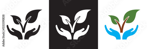 Environment icon.  plant, nature, green energy, trees, ecology etc.  Vector illustration. isolated on white and black background. EPS 10 