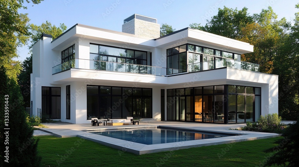 Modern White House with Clean Lines and Natural Surroundings Modern White House with Clean Lines and Natural Surroundings