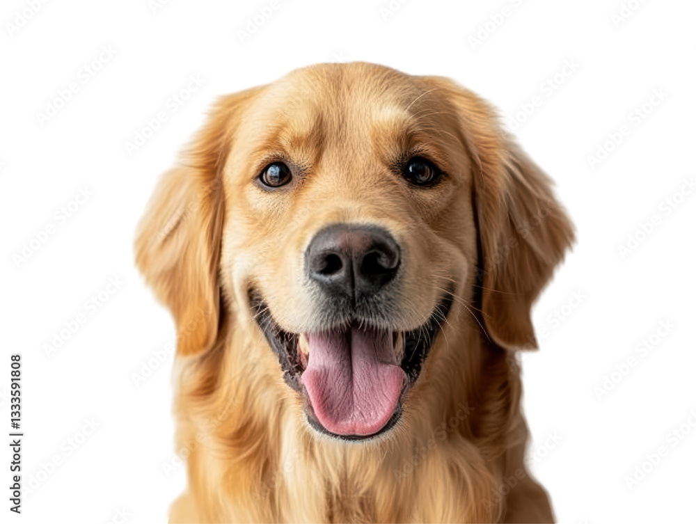 Isolated Smiling Golden Retriever with Open Mouth Isolated Smiling Golden Retriever with Open Mouth