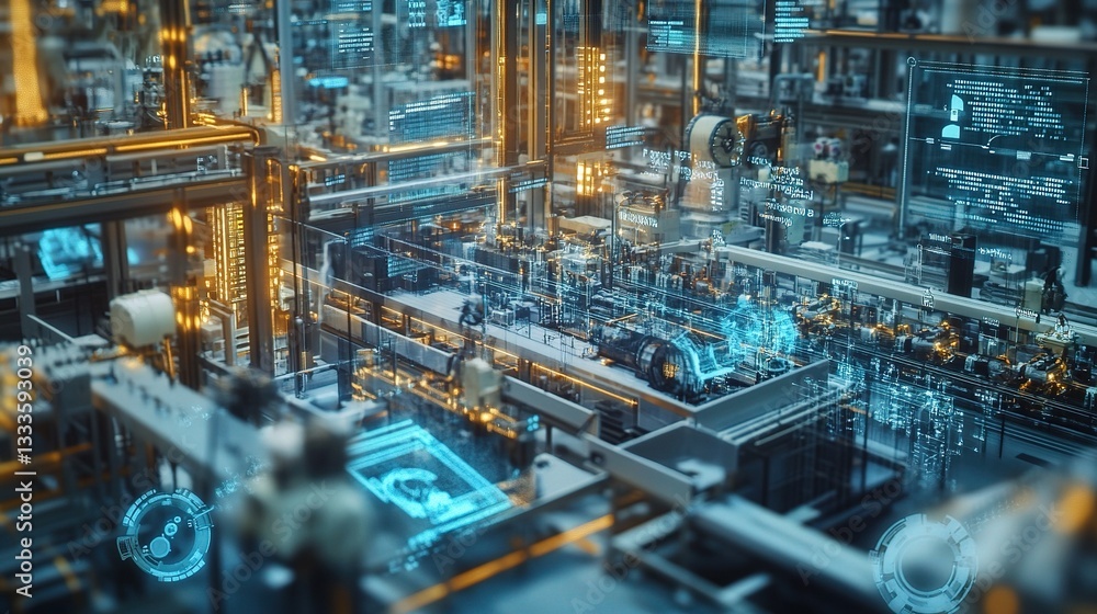 Naklejka premium Smart Connected Factory Infrastructure with Advanced Technology