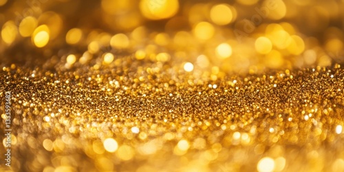 Golden Radiance: Abstract gold glitter sparkles, shimmering with an iridescent glow, casting a spell of luxury, glamour, and celebration. Perfect for evoking richness, elegance, and a touch of magic.