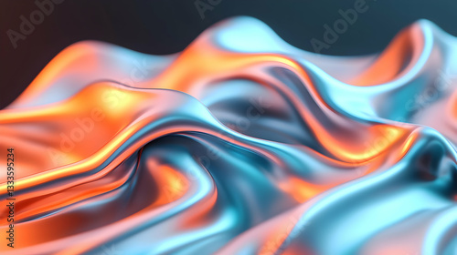 Wallpaper Mural Abstract Orange and Teal Metallic Waves Background Torontodigital.ca