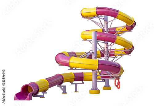 Schilderij op canvas Yellow purple Water Slide Amusement Park