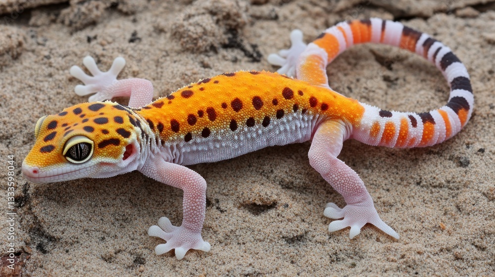 Obraz premium Leopard Gecko on Sandy Ground