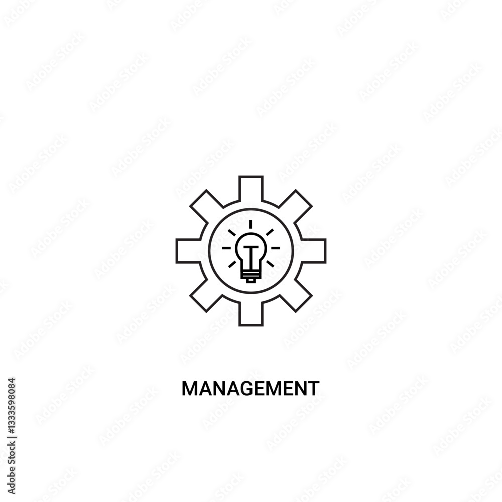 Single management icon, outline vector sign, linear style pictogram isolated on white. with gear, light and circle elements. Editable stroke Single management icon, outline vector sign, linear style pictogram isolated on white. with gear, light and circle elements. Editable stroke