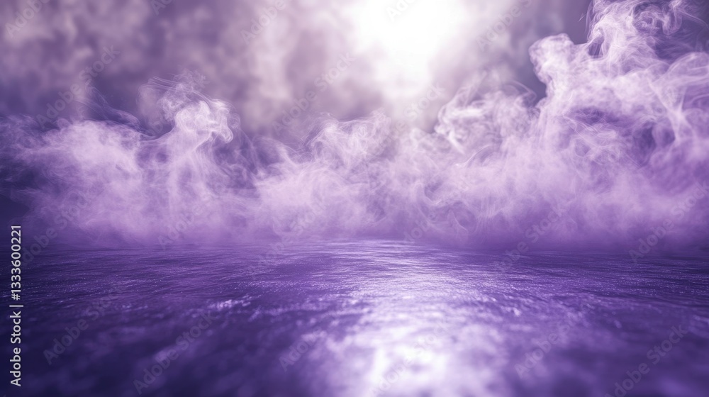 Obraz premium Abstract Atmosphere: A dreamy abstract atmosphere unfolds, cloaked in shades of purple, with ethereal clouds and a textured foreground that evokes a sense of mystery and wonder. 