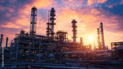 Wallpaper Mural Twilight Over Petrochemical Plant Under Dramatic Sky at Dusk Torontodigital.ca