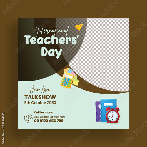 editable social media post, banner, ads template for Teachers day, educational, school admission, ack to school social media square flyer or poster design