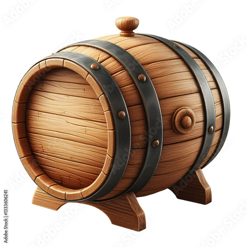 Wooden oak barrel isolated on white background