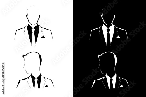 silhouette of a business professional men  wearing business suit vector illustration 